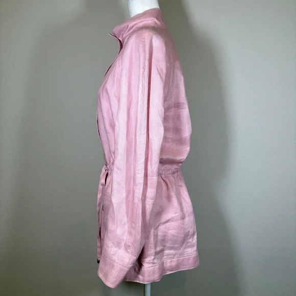 Neiman Marcus Light Pink Linen Utility Jacket Size Medium - Picture 3 of 10